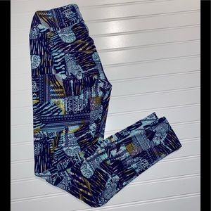 LuLaRoe Leggings Buttersoft One Size Women Girls Size 2 - 10 Purple Abstract